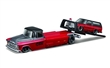 MAISTO DESIGN CHEVROLET FLATBED 1957 w/ CHEVROLET K5 BLAZER 1979 RED / GREY